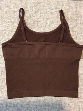 Everyday Brown Seamless Crop Cami with Adjustable Straps